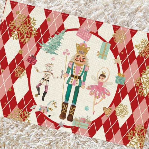 Nutcracker Placemats Christmas Decor Red Xmas Holiday Table Decorations Set 4 - Picture 3 of 8